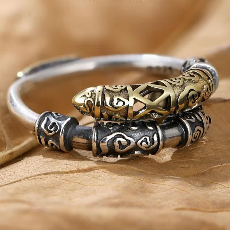 Gold Auspicious Cloud Luck Ring with Round Golden Cudgel Design from Luck Muse Shop