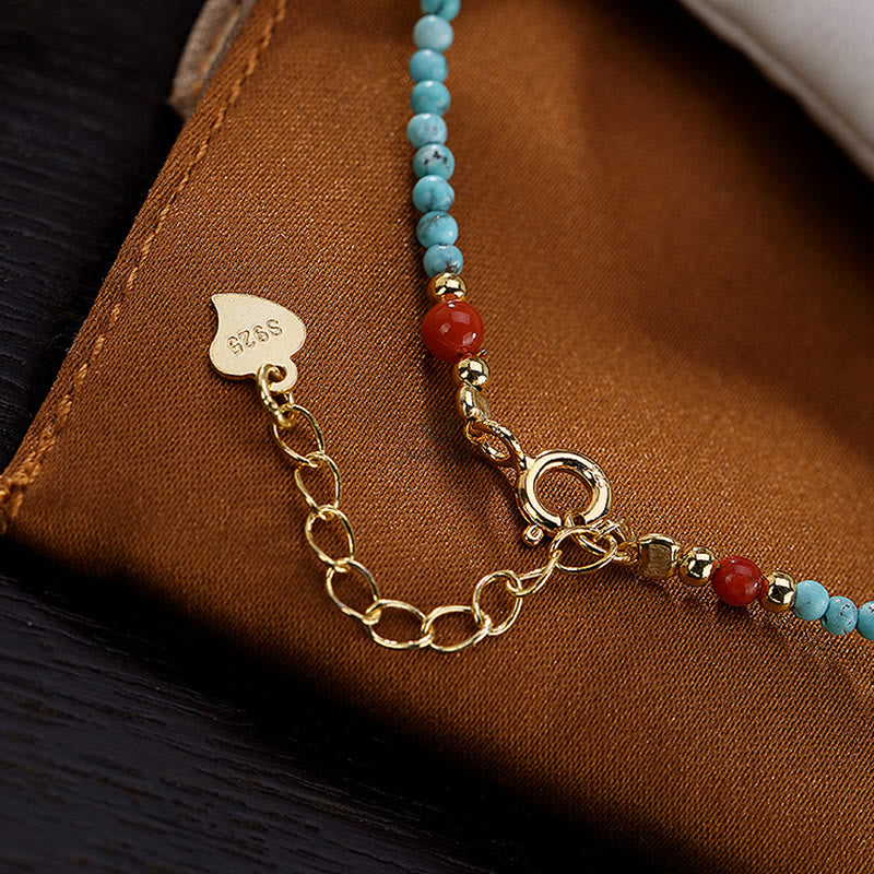 Luck Muse 925 Sterling Silver Natural Turquoise and Amber PiXiu Protection Bracelet - Image 5