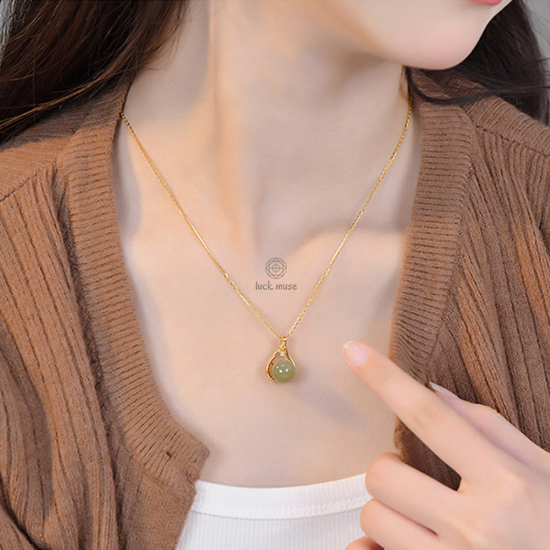 925 Sterling Silver Hetian Jade Lucky Bag Prosperity Necklace Pendant - Image 4