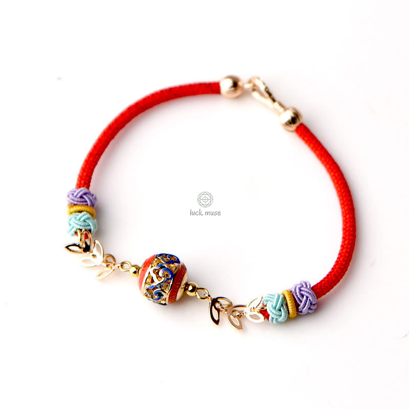 Buddha Auspicious Clouds Leaf Red String Bracelet - Image 3