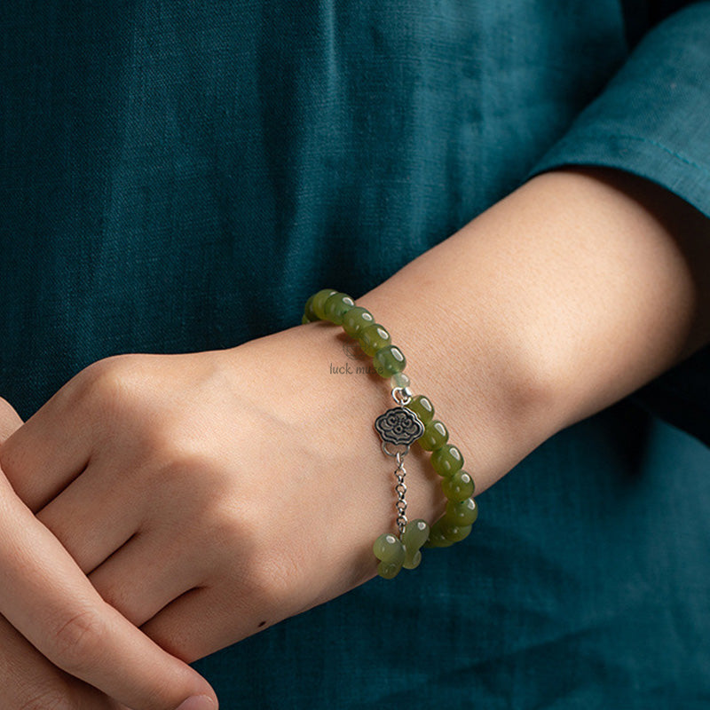 925 Sterling Silver Jade Butterfly Prosperity and Abundance Bracelet - Image 2