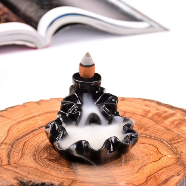 Lotus Leaf Backflow Incense Burner with Waterfall Design - Image 5