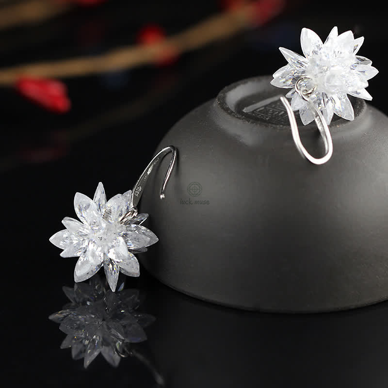 Luck Muse 925 Sterling Silver Flower Blessing Earrings - Image 2