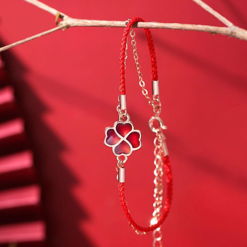 Four-Leaf Clover Friendship Charm Bracelet for Good Luck