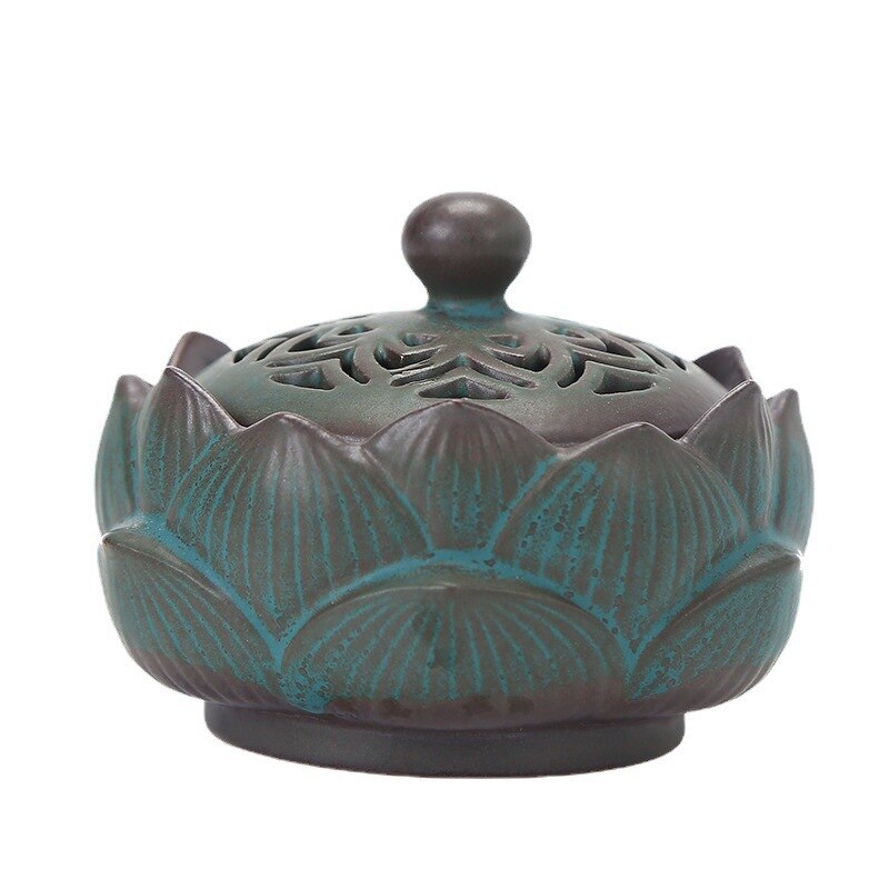 Handcrafted Lotus Ceramic Incense Holder with Coil - Image 5