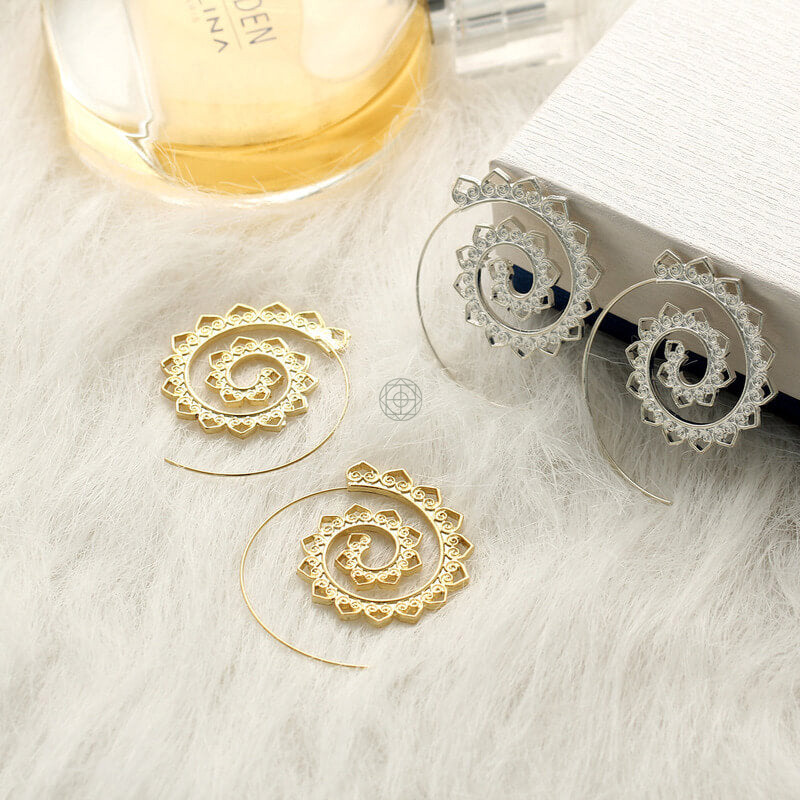 Spiral Bohemian Hoops - Oversized Statement Earrings - Image 2