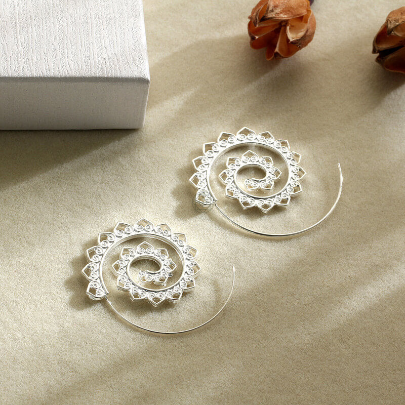 Spiral Bohemian Hoops - Oversized Statement Earrings - Image 6