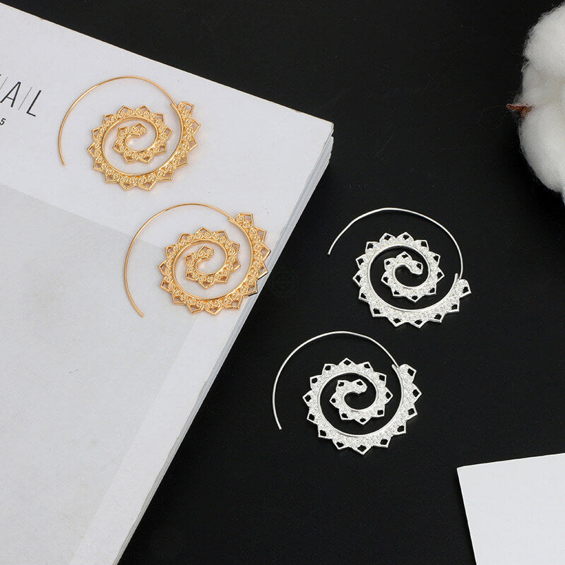 Spiral Bohemian Hoops - Oversized Statement Earrings - Image 11