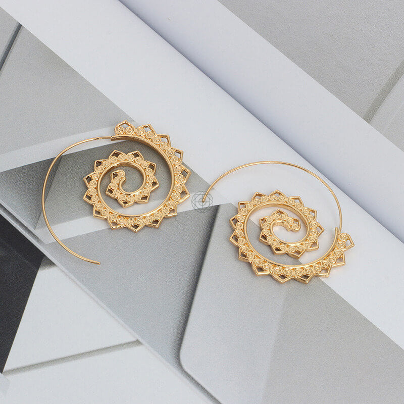 Spiral Bohemian Hoops - Oversized Statement Earrings - Image 8