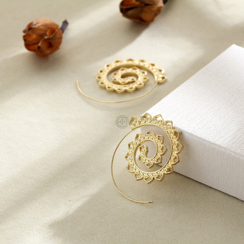 Spiral Bohemian Hoops - Oversized Statement Earrings - Image 4