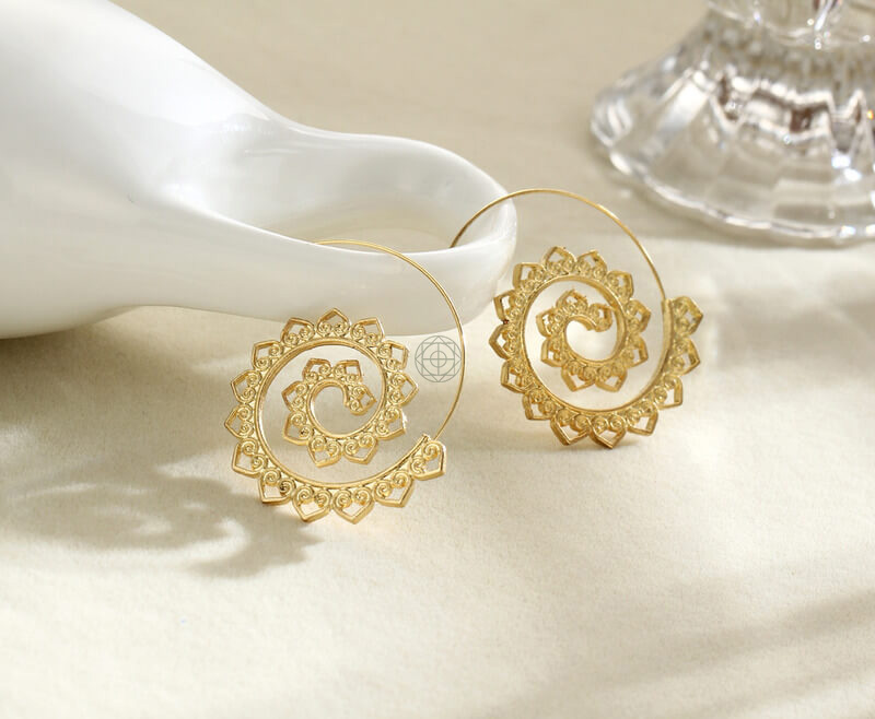 Spiral Bohemian Hoops - Oversized Statement Earrings - Image 7