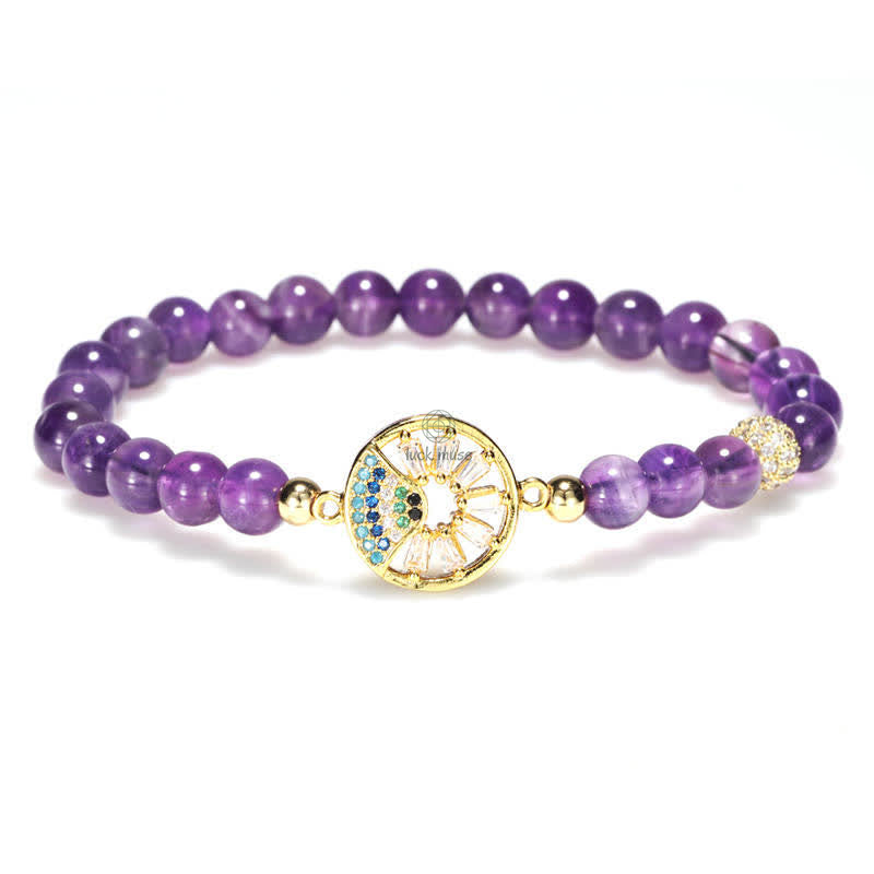 Amethyst Crystal and Zircon Communication Bracelet by Luck Muse Shop - Image 2