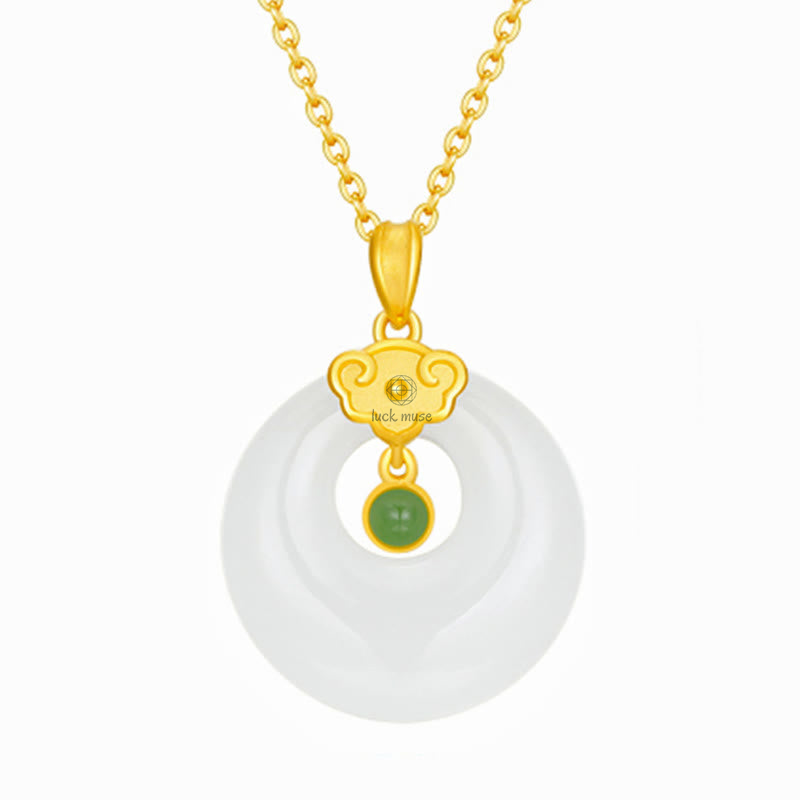 White Jade Luck Muse Necklace Pendant with Auspicious Cloud Blessings - Image 6
