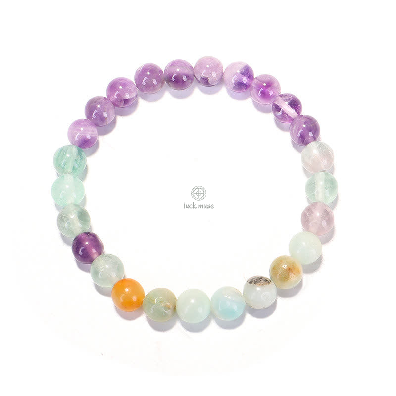 108 Bead Spiritual Tassel Bracelet with Amethyst, Fluorite, and Amazonite - Image 2