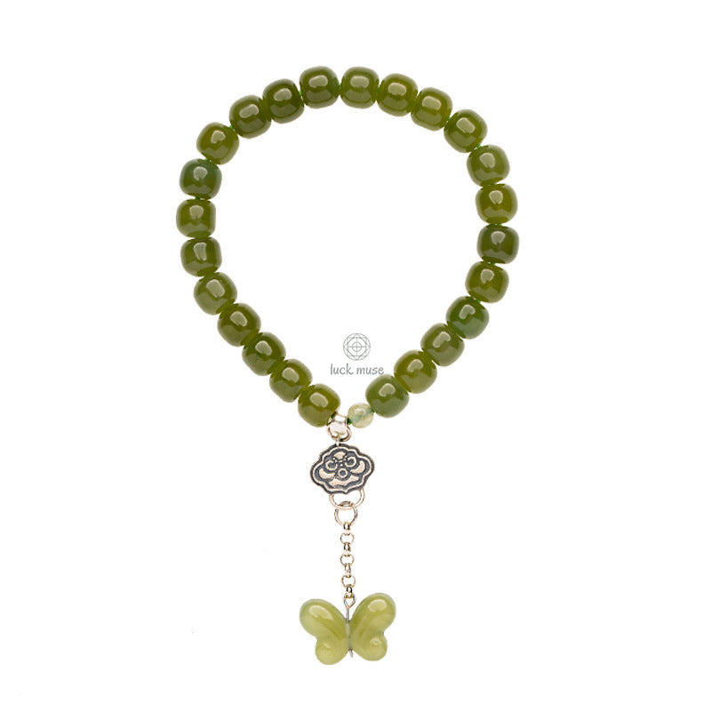 925 Sterling Silver Jade Butterfly Prosperity and Abundance Bracelet - Image 5