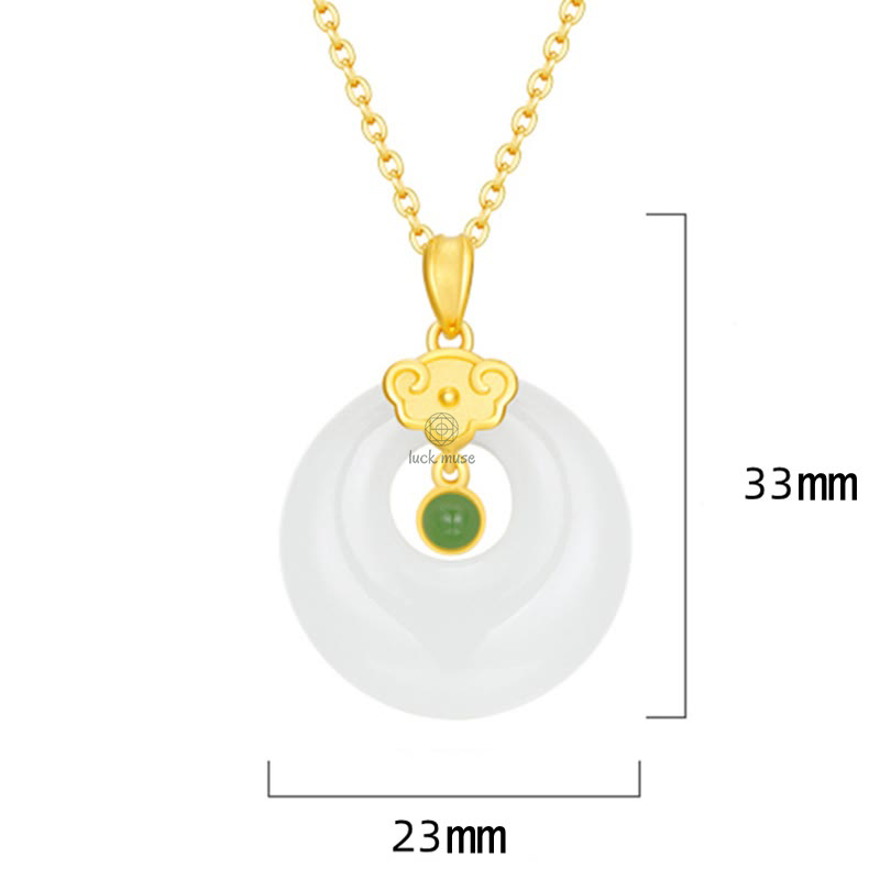 White Jade Luck Muse Necklace Pendant with Auspicious Cloud Blessings - Image 5