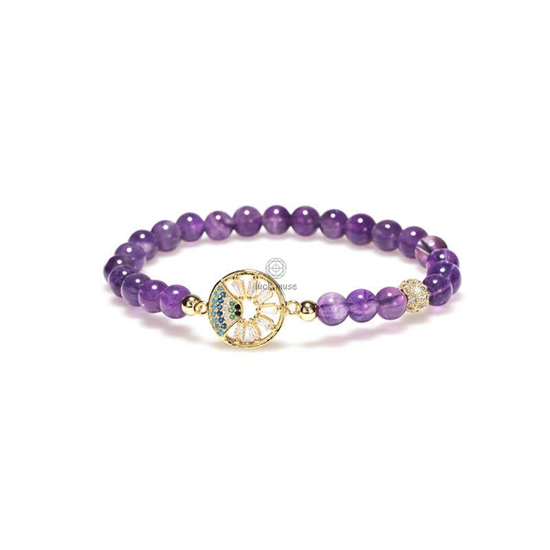 Amethyst Crystal and Zircon Communication Bracelet by Luck Muse Shop