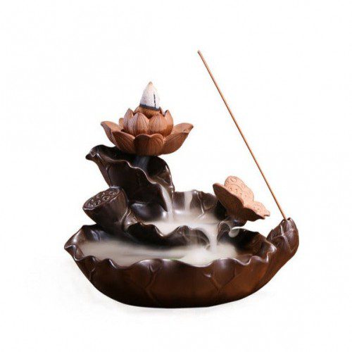 Lotus Pond Creative Incense Cone Burner with Butterfly