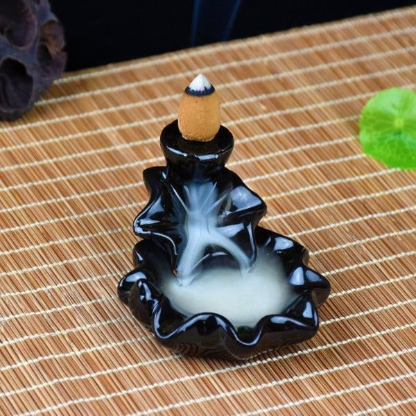 Lotus Leaf Backflow Incense Burner with Waterfall Design - Image 4