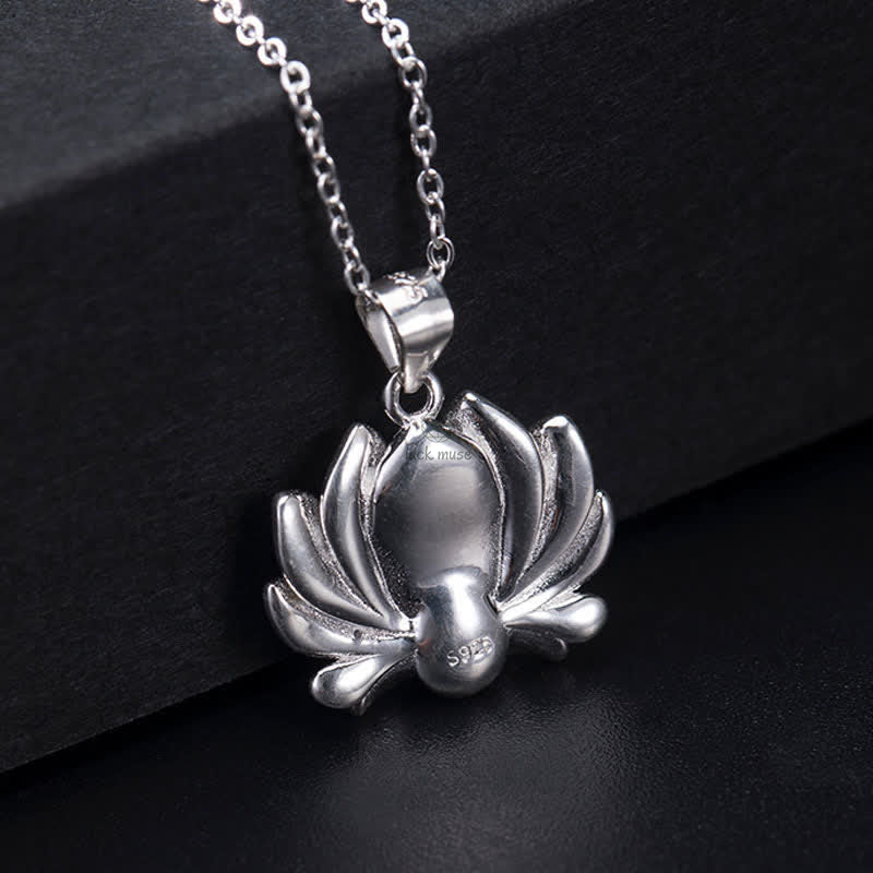 925 Sterling Silver Lotus Flower Pearl Wealth Necklace Pendant - Luck Muse Shop - Image 9
