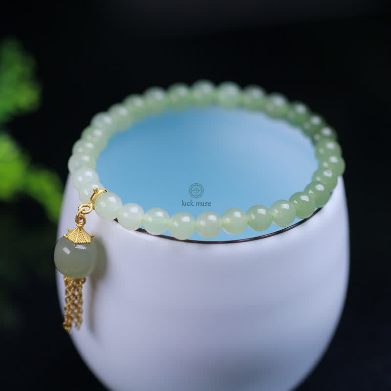 Luck Muse 925 Sterling Silver Hetian Jade Wealth Charm Bracelet - Image 7