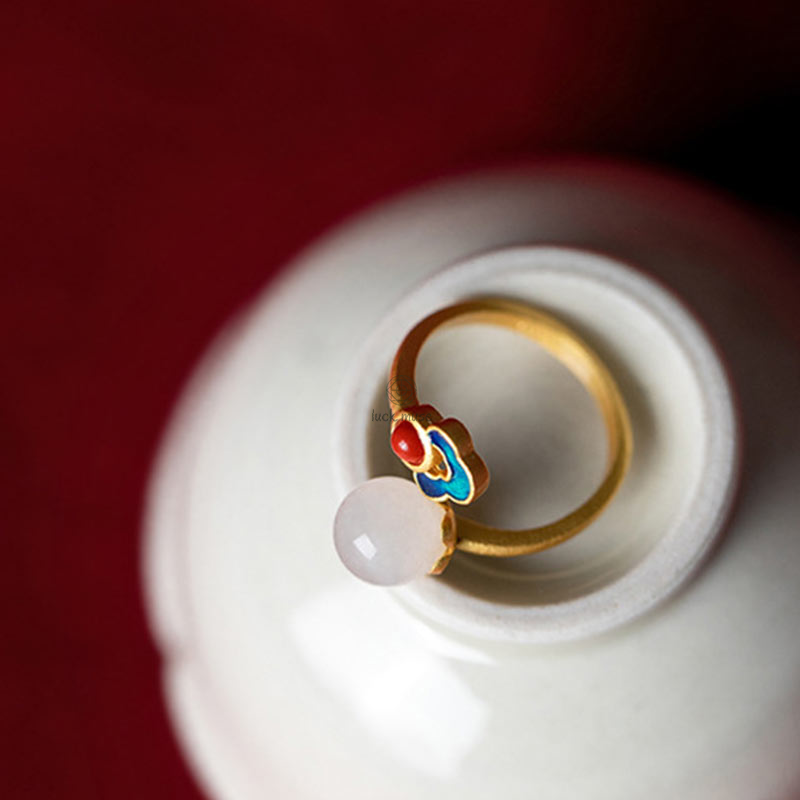 White Jade Cloud Blessing Ring for Good Luck - Image 9