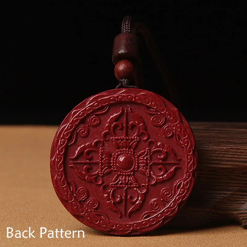 Natural Cinnabar Lotus Om Mani Padme Hum Necklace Pendant by Luck Muse Shop - Image 6
