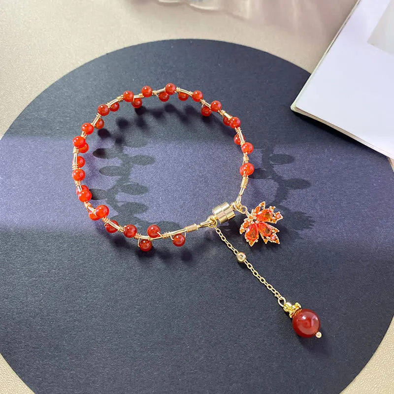 Luck Muse Red Maple Leaf Lucky Charm Bracelet - Image 5