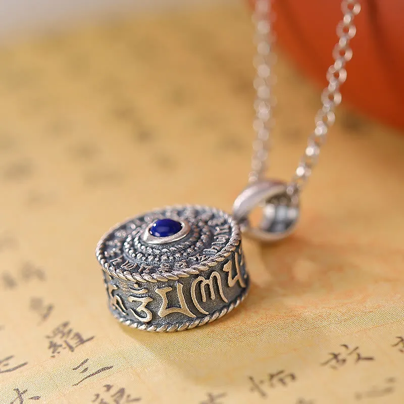 925 Sterling Silver Om Mani Padme Hum Lazurite Necklace Pendant by Luck Muse Shop - Image 4