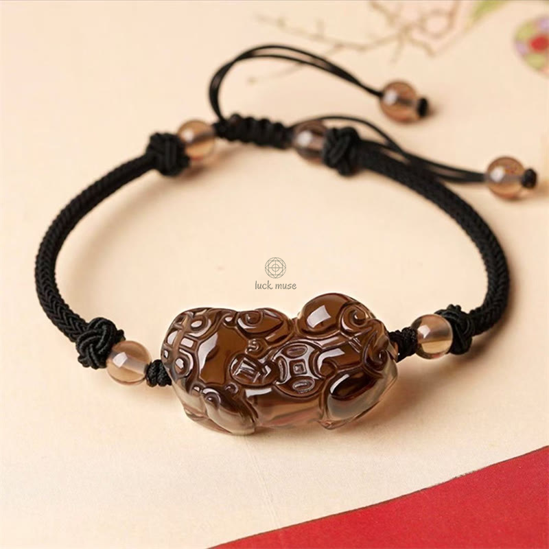 Natural Obsidian Amethyst Citrine PiXiu Wealth Bracelet - Image 4