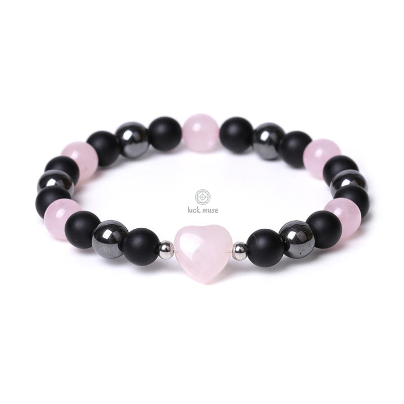 Black Onyx Tiger Eye Crystal Love Heart Protection Bracelet - Image 11
