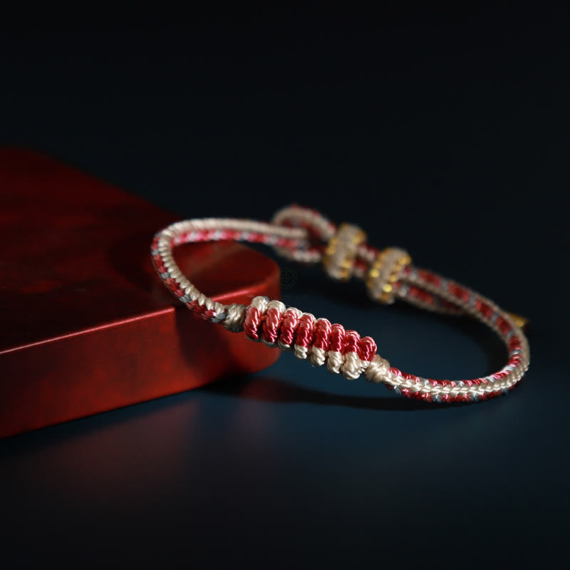 Tibetan Handmade Eight Thread Peace Knot Prayer Wheel Bracelet - Image 4