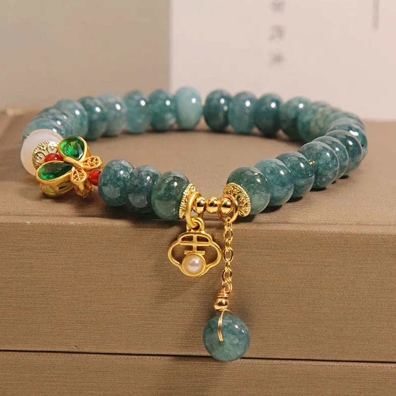 Luck Muse Jade White Agate Butterfly Bead Abundance Bracelet - Image 2