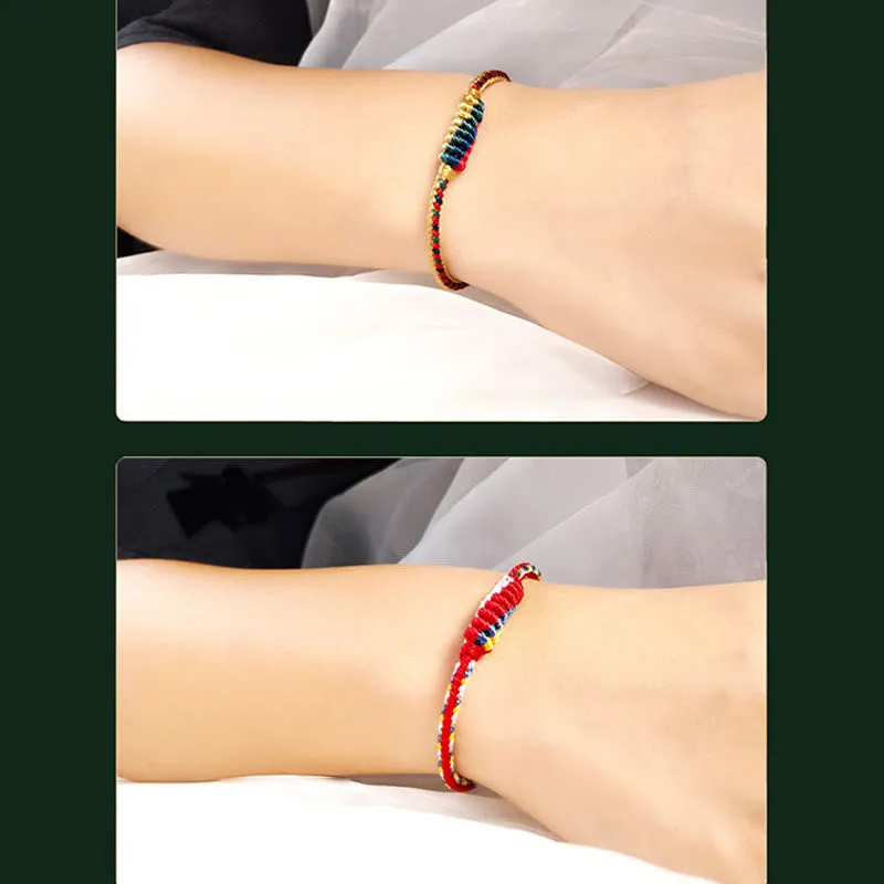Tibetan Handmade Eight Thread Peace Knot Prayer Wheel Bracelet - Image 12