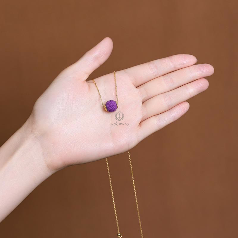 Luck Muse 925 Sterling Silver Gold-Plated Natural Purple Mica Stone Relief Jewelry Set - Image 5