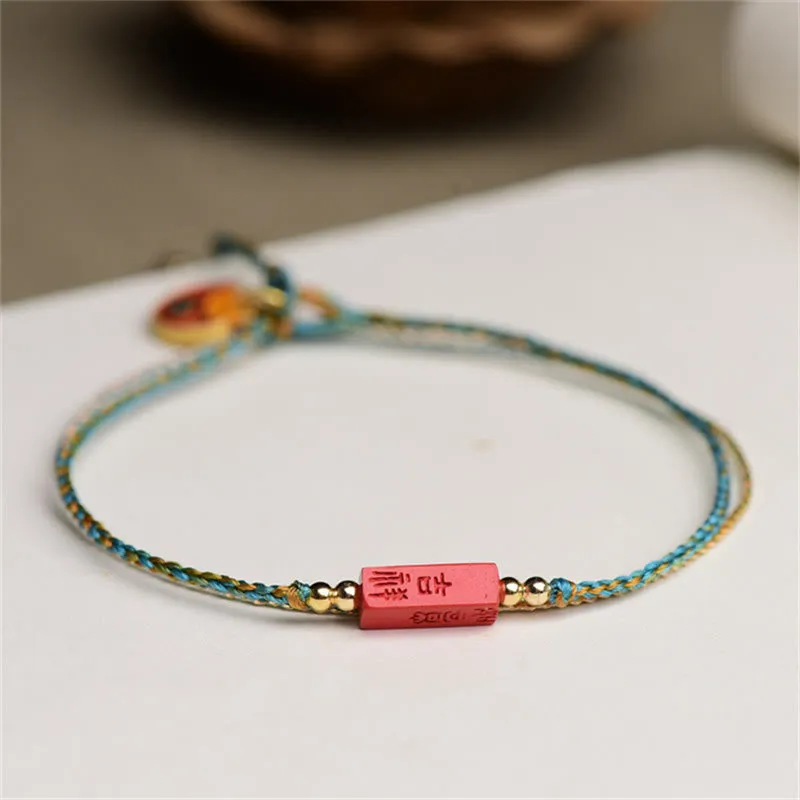 Handmade Cinnabar Blessing Braid Double Layer Bracelet - Image 3