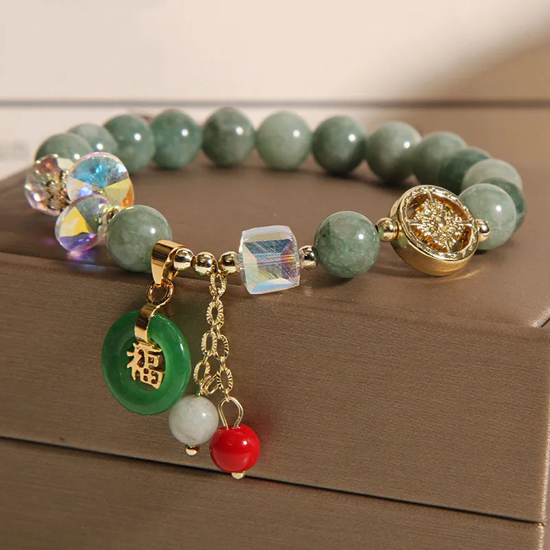 Luck Muse Strawberry Quartz and Jade Fu Character Charm Bracelet for Healing - Image 10