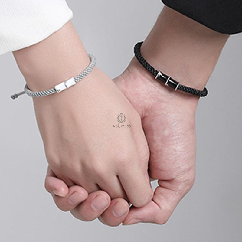Bamboo Pattern Healing Couple Bracelet with Luck Muse - Image 13