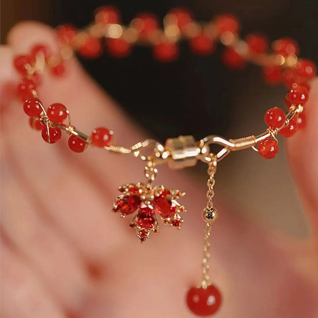 Luck Muse Red Maple Leaf Lucky Charm Bracelet - Image 2
