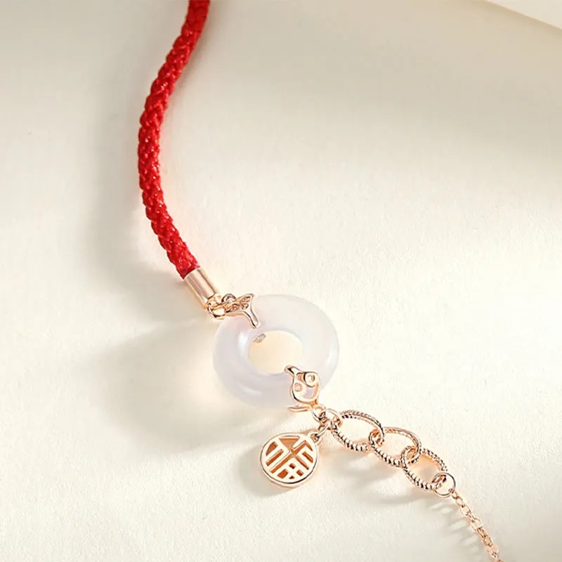 Luck Muse 925 Sterling Silver Chalcedony Harmony Bracelet with Fu Character - Image 5