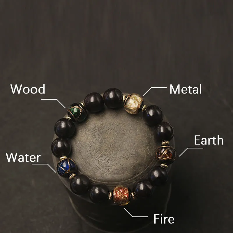 Luck Muse Wealth Bracelet with Western Soapberry Incense Ash and Liuli Glass Beads - Image 3