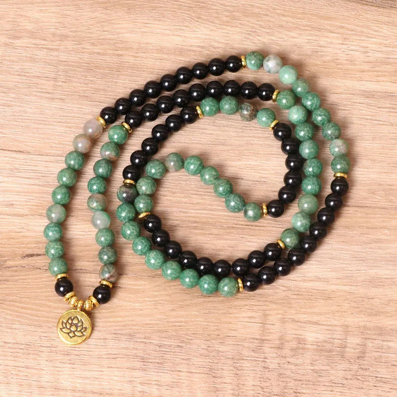 Luck Muse 108 Beads Natural Agate Mala Healing Necklace Bracelet - Image 2
