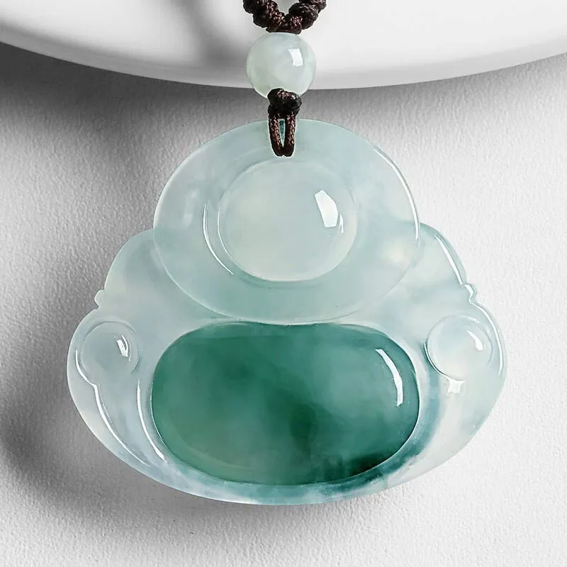 Buddha Cyan Jade Luck Necklace Pendant - Image 4
