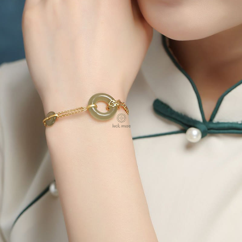 Round Jade Fu Character Prosperity Bracelet - Image 8