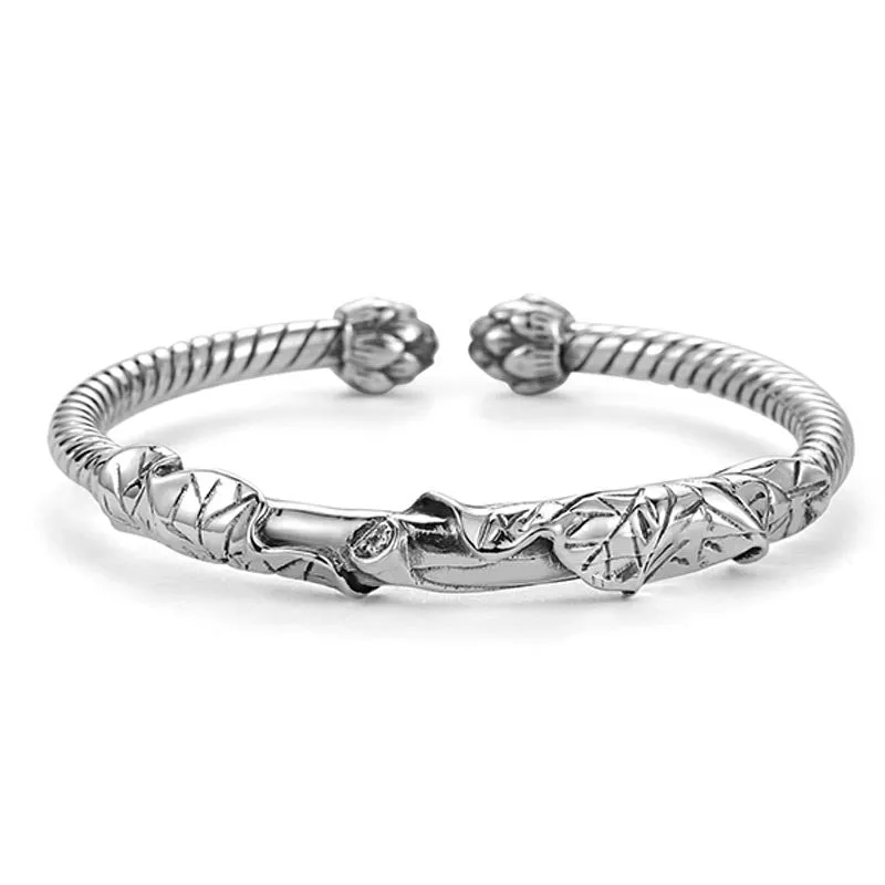 Tibetan Lotus White Copper Wealth Bracelet by Luck Muse Shop - Image 2