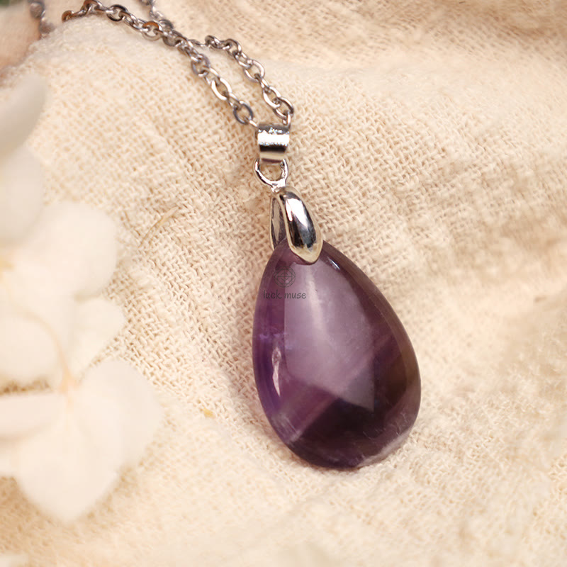 Luck Muse Natural Crystal Gemstone Water Drop Necklace Pendant - Image 4
