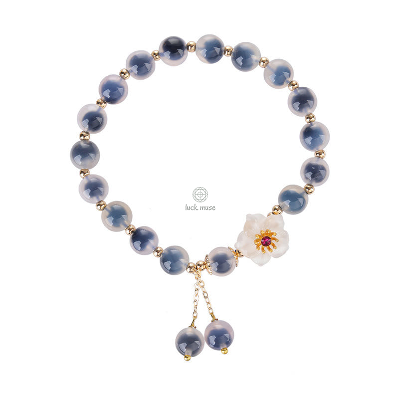 Blue Candy Agate Cherry Blossom Healing Bracelet - Image 8