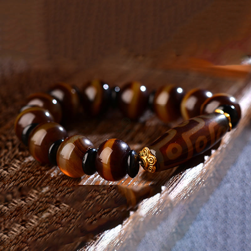 Tibetan Nine-Eye Dzi Agate Bracelet for Wealth Blessings - Image 6