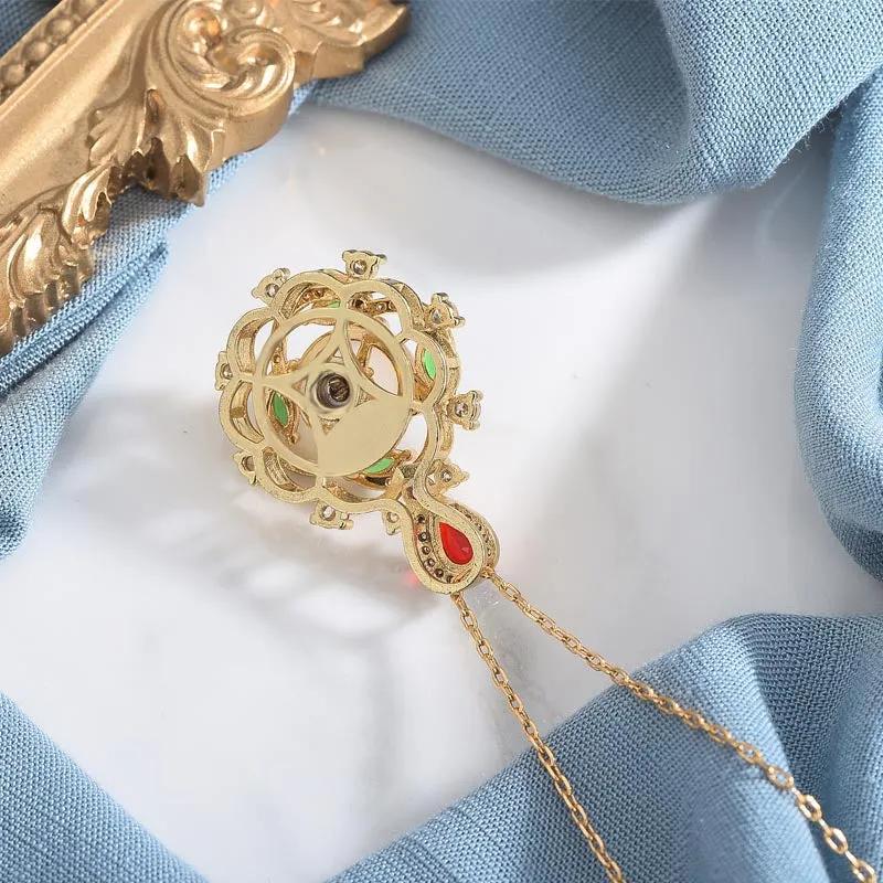 Cyan Jade and Red Crystal Luck Necklace by Luck Muse Shop - Image 4
