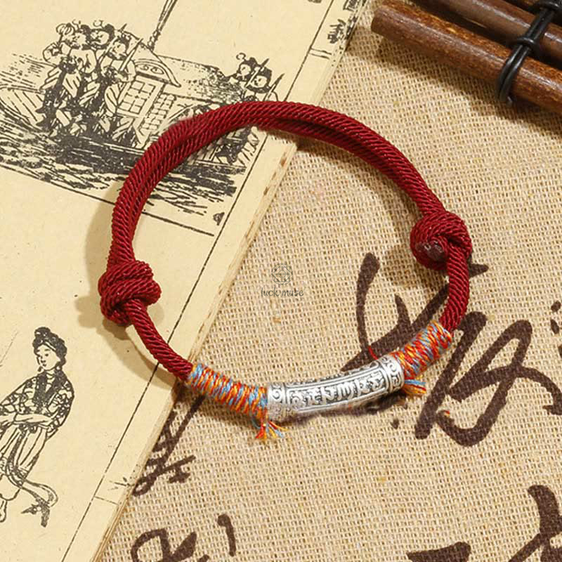 Luck Muse Sterling Silver Om Mani Padme Hum Protection Bracelet